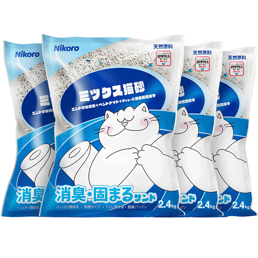 NIKORO Tofu Cat Litter shows strong clumping for quick scoop and odor lock.