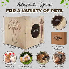 NIKOS PETS rabbit hideout inside-bed highlights a warm resting spot for small pets