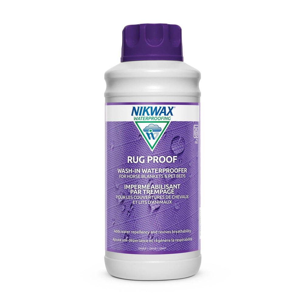 Nikwax Rug Proof 1L bottle for reliable blanket waterproofing.