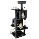 Nineshi 58in cat tree with dual condos for indoor cats