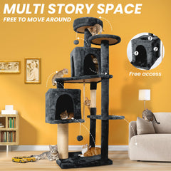 Nineshi plush hang ball on cat tree for interactive play