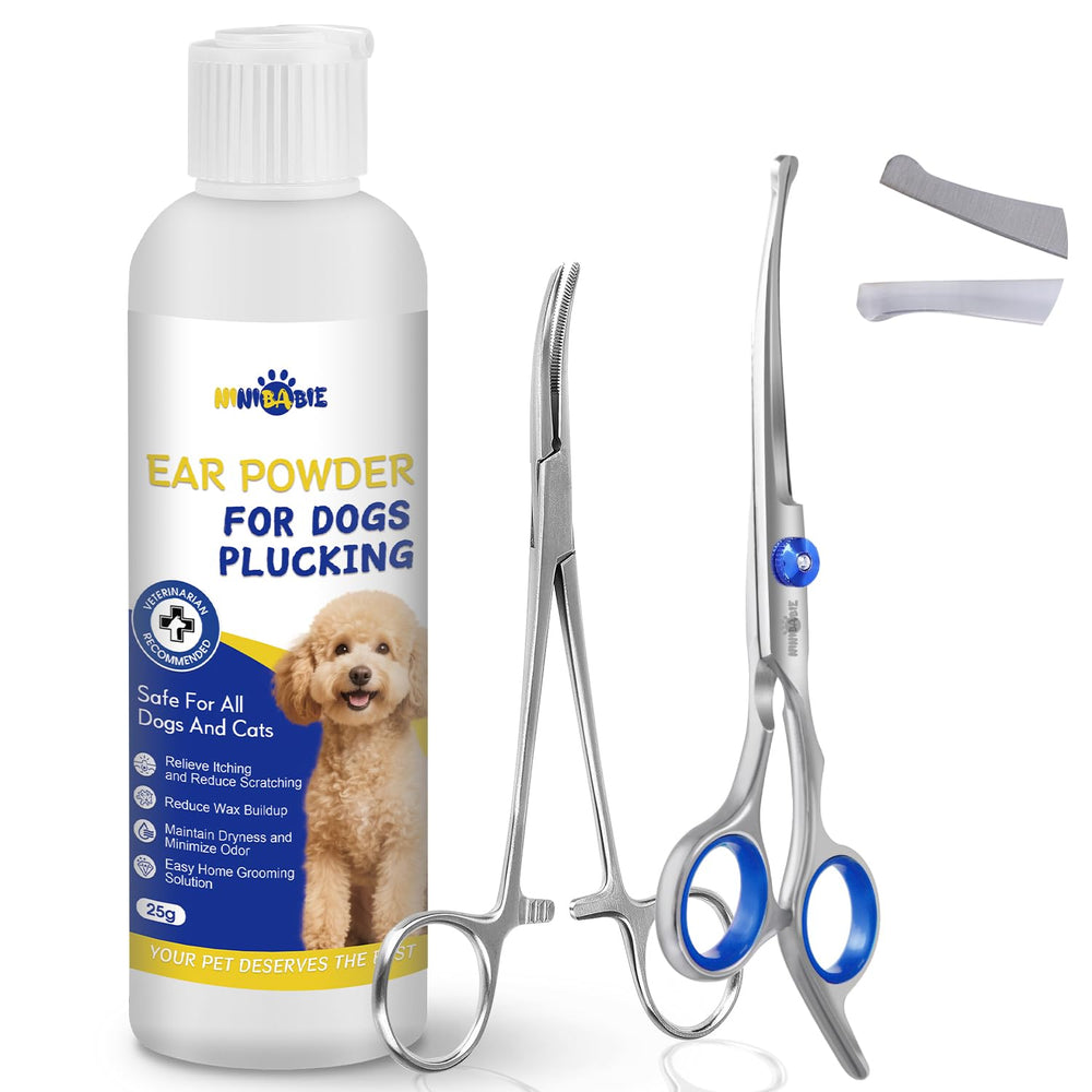 Ninibabie ear powder bottle aids moisture control for calmer grooming.