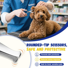 Ninibabie safety round-tip scissors allow gentle trimming for nervous dogs.