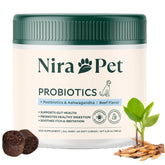 Nira Pet bottle with chews showing its gut health support potential.
