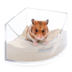 Niteangel acrylic fan-shaped sand-bath box for easy access by small pets