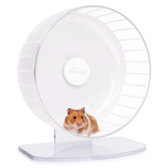 Niteangel super-silent hamster wheel with adjustable stand in white for quiet play.