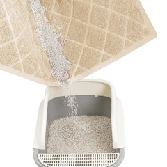 Niubya cat litter mat with non-slip base stays in place during use.