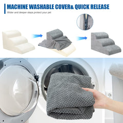 Niubya dog stairs with machine-washable corduroy cover for easy cleaning