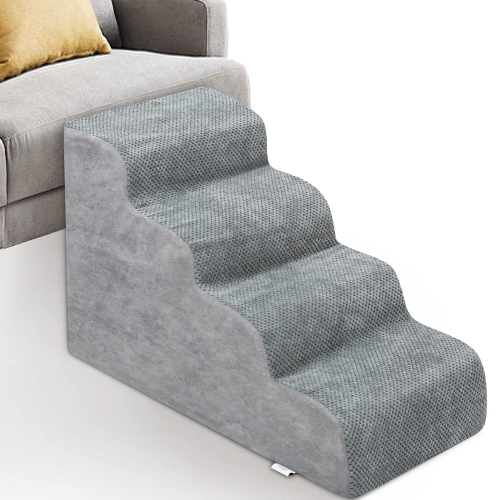 Niubya dog stairs four steps grey side view for easy access