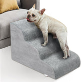 Niubya dog stairs grey 3-step design for easier bed access