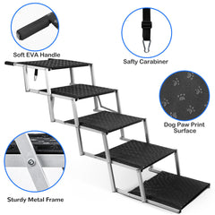 Niubya height adjustable dog stairs set to different vehicle heights