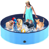 Niubya foldable dog pool with 80in diameter for roomy splash space.