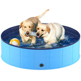Niubya foldable dog pool side view highlights portable design for travel and storage.