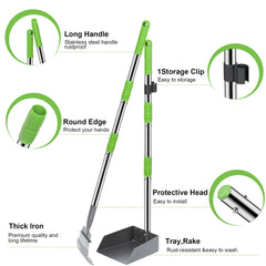 Niubya Pooper Scooper rake in action for efficient waste collection.
