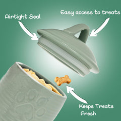 NIXBYO green ceramic pet food jar ideal for dry treats