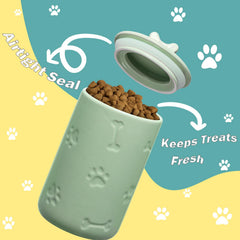 NIXBYO green large dog treat jar provides easy access for snacks
