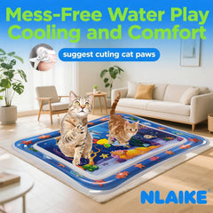 NLAIKE water mat with floating toys encourages hunting and swatting during play