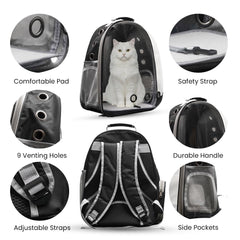 NOAH AND LYLA Cat Backpack Carrier interior space for comfortable travel experience.