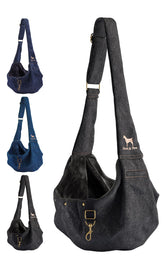 Noah & Paw denim dog sling front view for comfortable outings