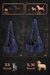 NOAH & PAW denim sling fur-lined interior for cozy small-dog comfort