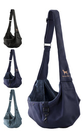 Noah and Paw dog sling adjustable strap for a comfortable fit.