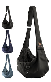 NOAH & PAW Dog Sling Carrier front view in premium twill for easy hands-free carrying