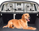 NOAMOO dog barrier assembled in vehicle for secure travels.