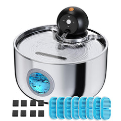 NOBXBON cordless cat water fountain in compact setup for small spaces.