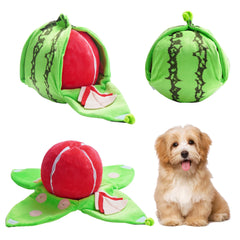Nocciola hide and seek plush watermelon toy for small dogs, squeaky and engaging
