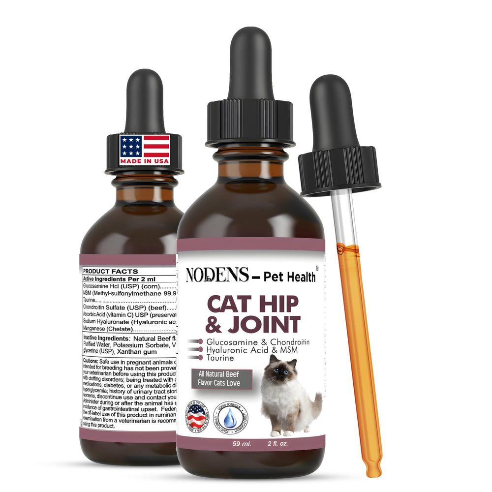 NODENS Cat Hip Joint Liquid bottle ready for daily dosing supports mobility
