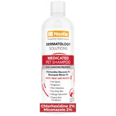 Nootie Medicated Pet Shampoo bottle front shows medicated formula for skin support.