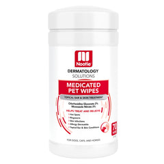 Nootie medicated wipes pack (70-count) for dogs and cats, ready for on-the-go care.