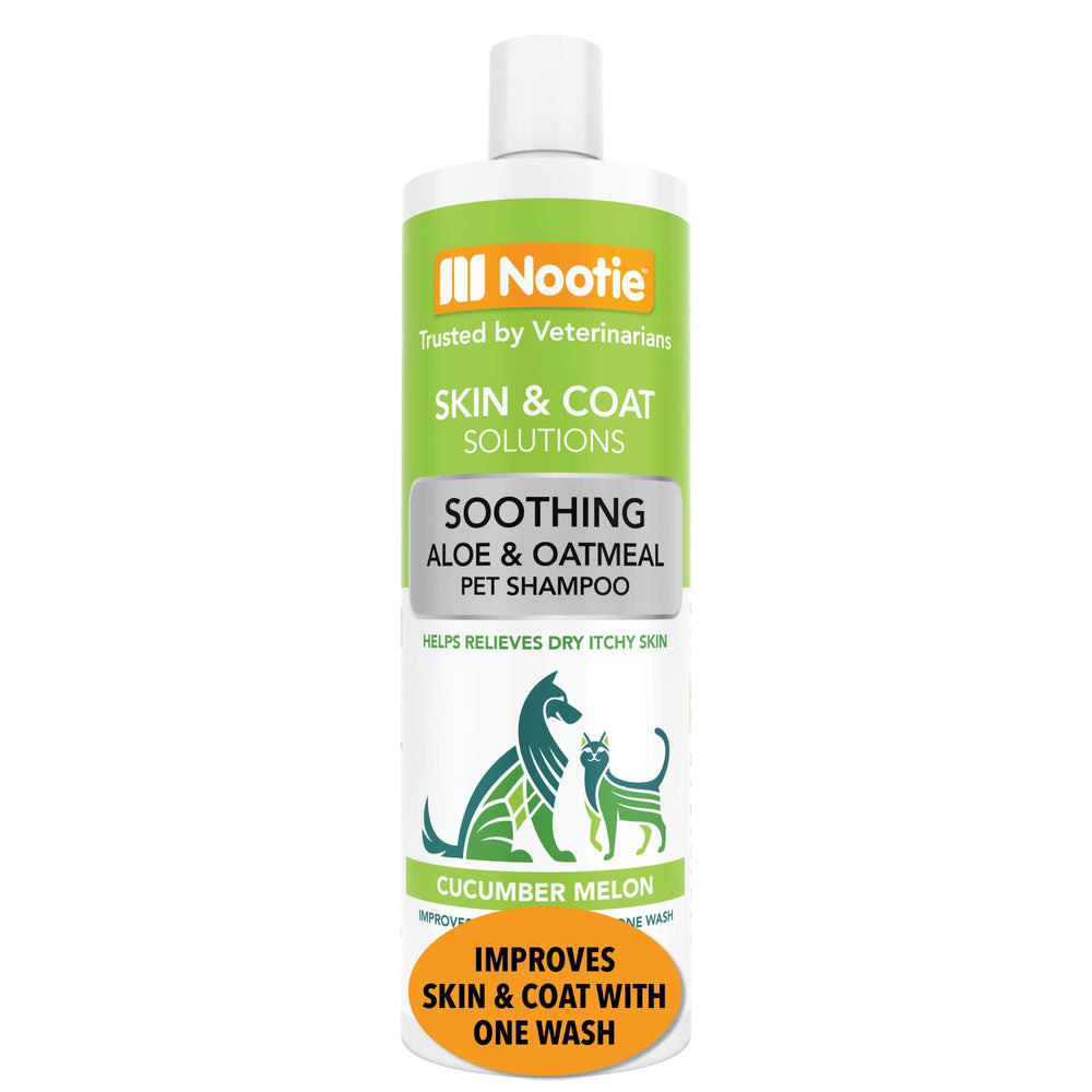 Nootie Oatmeal Shampoo bottle shows gentle cleansing for sensitive skin.