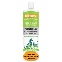 Nootie Oatmeal Shampoo bottle shows gentle cleansing for sensitive skin.