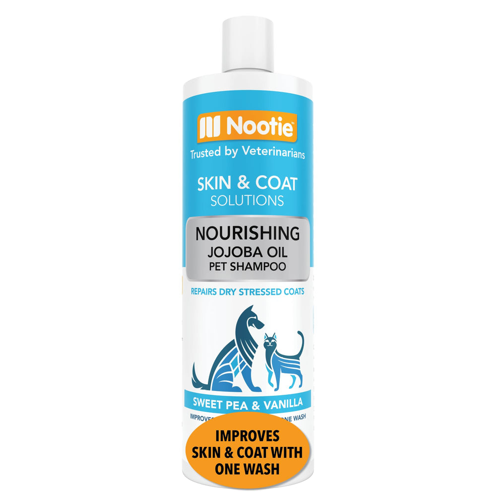 Nootie pet shampoo bottle shows gentle, sensitive-skin cleansing.