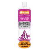 Nootie pet shampoo packaging close-up highlights natural formula for sensitive skin.