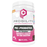 Nootie Progility bottle label close-up highlighting probiotic blend for digestive support