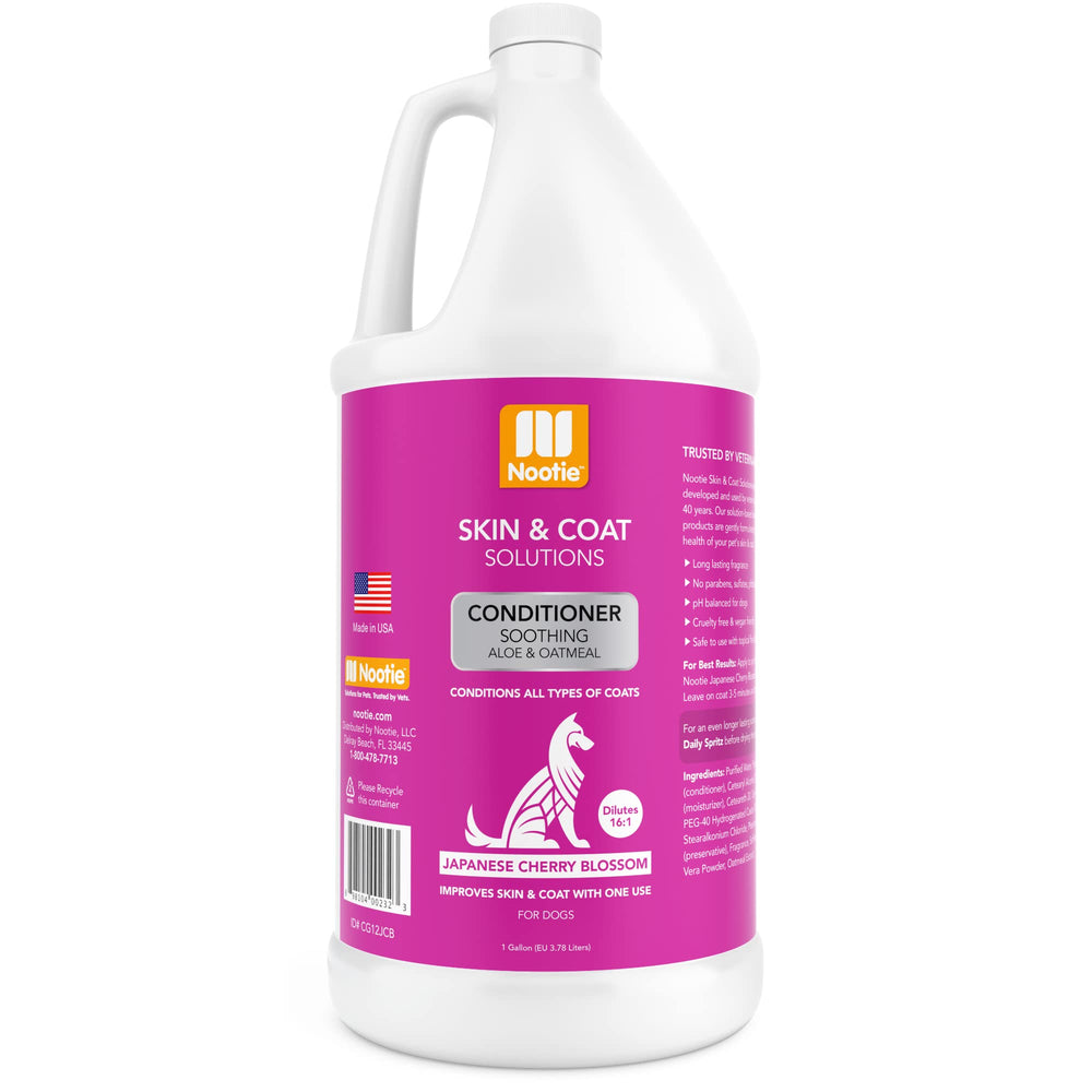 Nootie conditioner bottle with Japanese Cherry Blossom aroma for dry skin relief and glossy coat