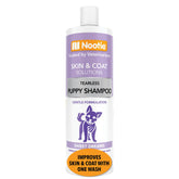 Nootie Tearless Puppy Shampoo bottle demonstrates gentle cleansing for sensitive skin.