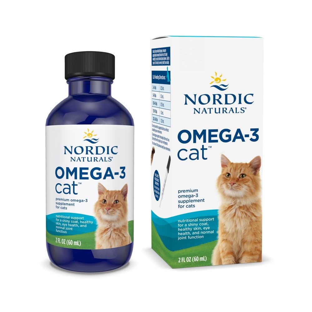 Nordic Naturals Omega-3 Cat pour image showing oil for skin and coat health