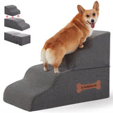 Nordjager Dog Stairs four steps for bed accessibility helps small pets reach high beds safely.