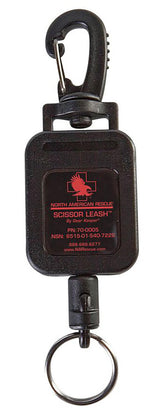North American Rescue scissor leash clip in black enhances control during urgent trauma care.