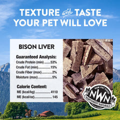 Dogs and cats enjoying Northwest Naturals bison liver treats in a shared moment.