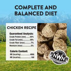 Northwest Naturals Freeze-Dried Chicken dog food nuggets closeup, bite-sized and convenient