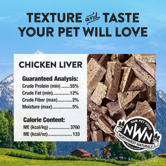 Freeze-dried chicken liver bites in a pack, convenient for storage and travel