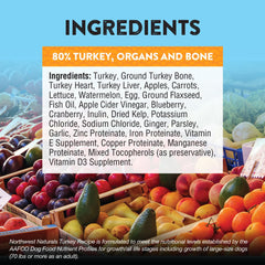 Northwest Naturals freeze-dried turkey dog food on a serving tray shows easy, quick meals.