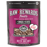 Northwest Naturals Raw Rewards Beef Heart treats, bite-sized, for dogs and cats, with a savory aroma.