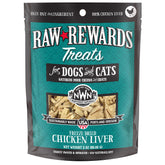Northwest Naturals Raw Rewards chicken liver treats pack shot ideal bite-sized rewards for dogs and cats