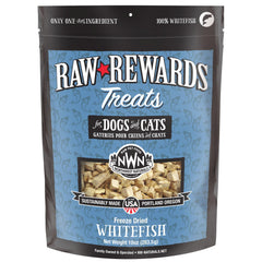 Northwest Naturals Raw Rewards whitefish treats in a bag, ideal for training rewards.