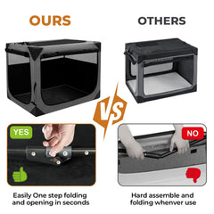Nottia escape-proof triple-door crate for secure stays.
